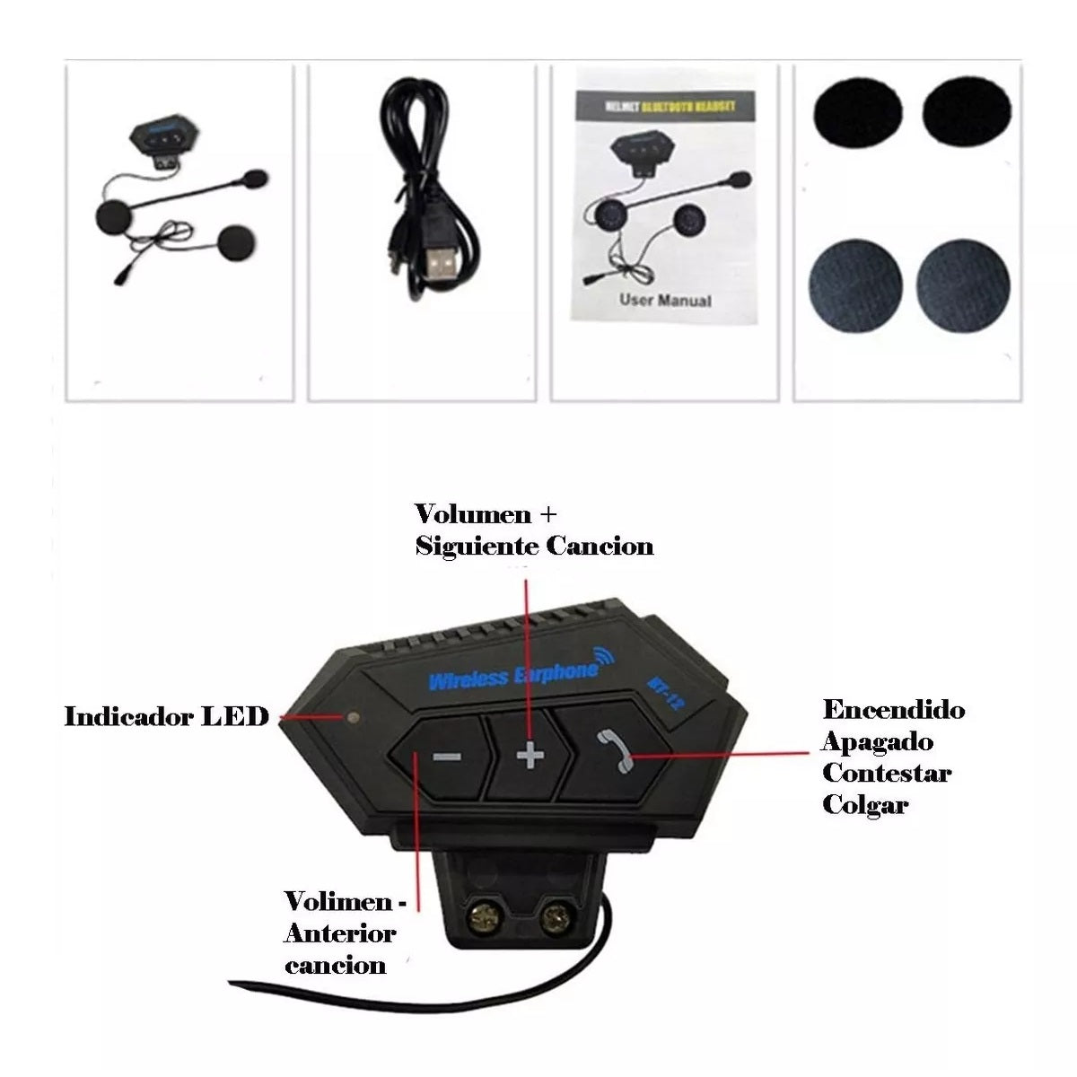 Intercomunicador Bluetooth 4.0 Con Audífonos Para Casco Moto